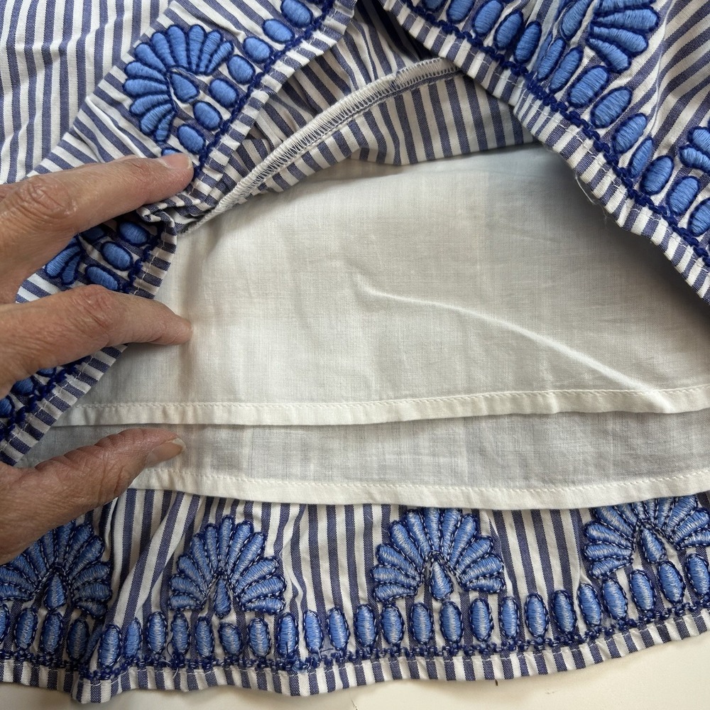 Vineyard Vines Sarah Striped Embroidered Swing Peplum Top S Blue White Lined‎ - Picture 8 of 9